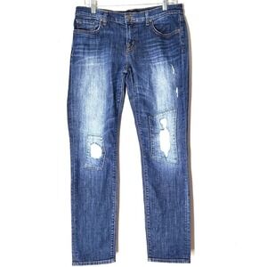 J Brand Women's Denim Distressed Aiden Straight Leg Jean Size 27 Cotton Blend